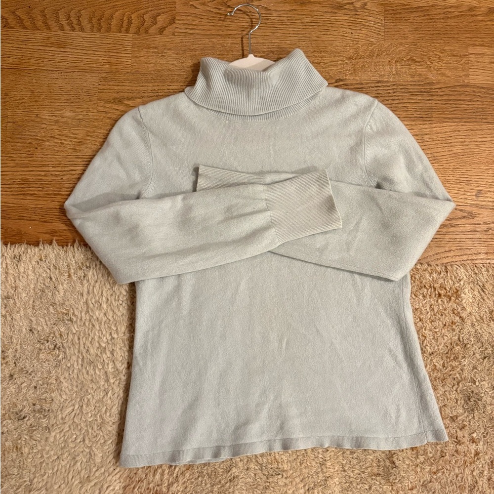 Ann Taylor Cashmere Soft Blue Turtleneck Sweater